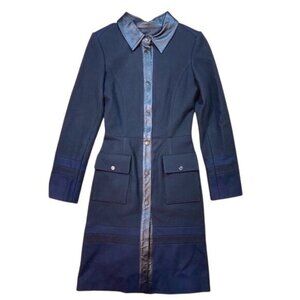Vassallo Fitted Wool Coat in Deep Navy